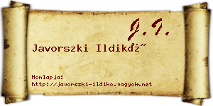 Javorszki Ildikó névjegykártya